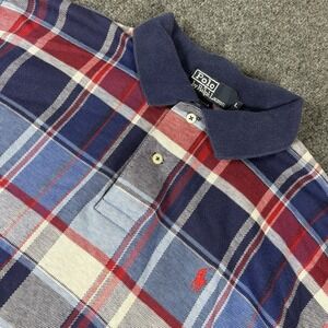 VTG Polo Ralph‎ Lauren Short Sleeve Shirt Mens L Red White Blue Plaid USA Made